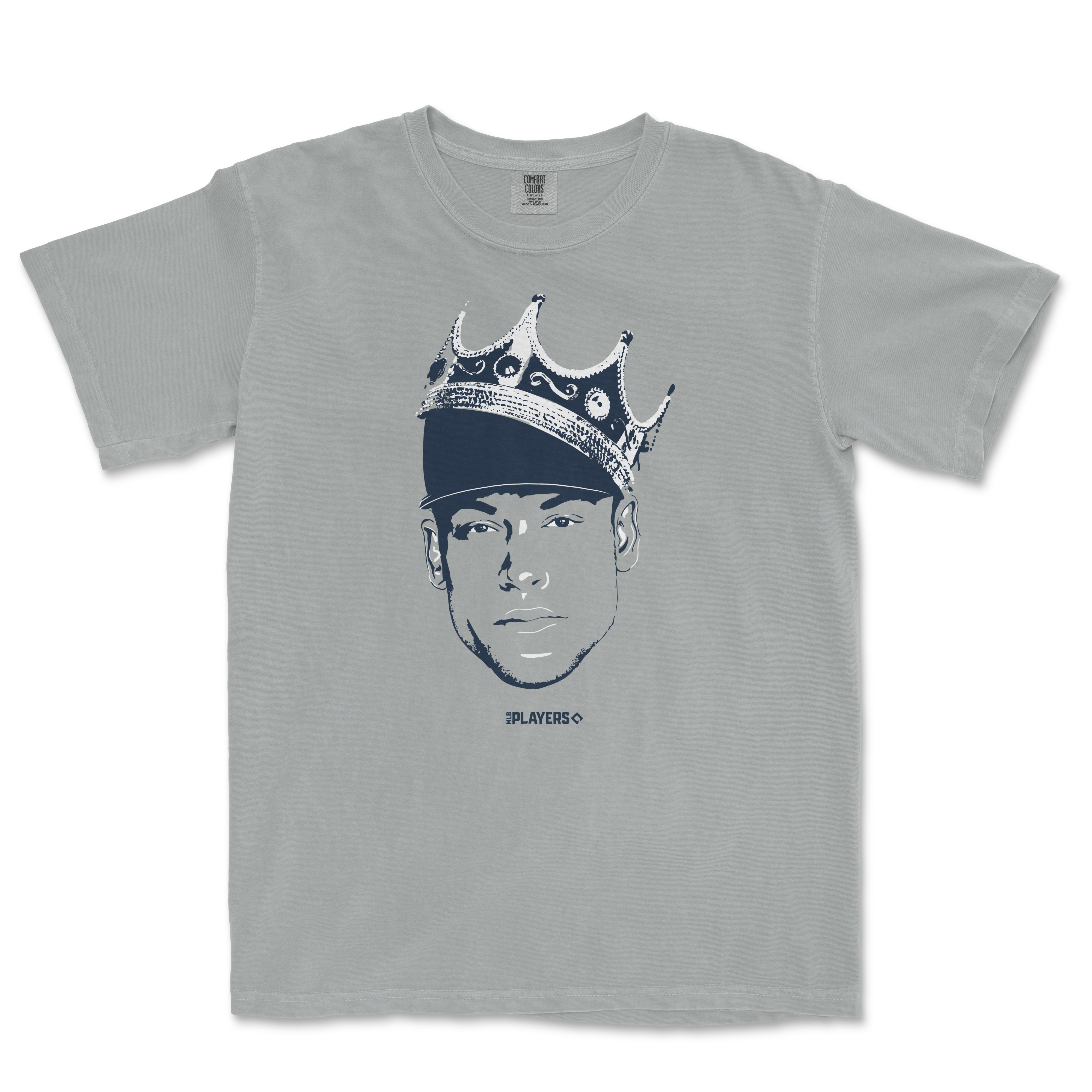 Comfort Colors T-shirt featuring a graphic of Aaron Judge wearing a crown, with the text "King of New York" and "Players" below.