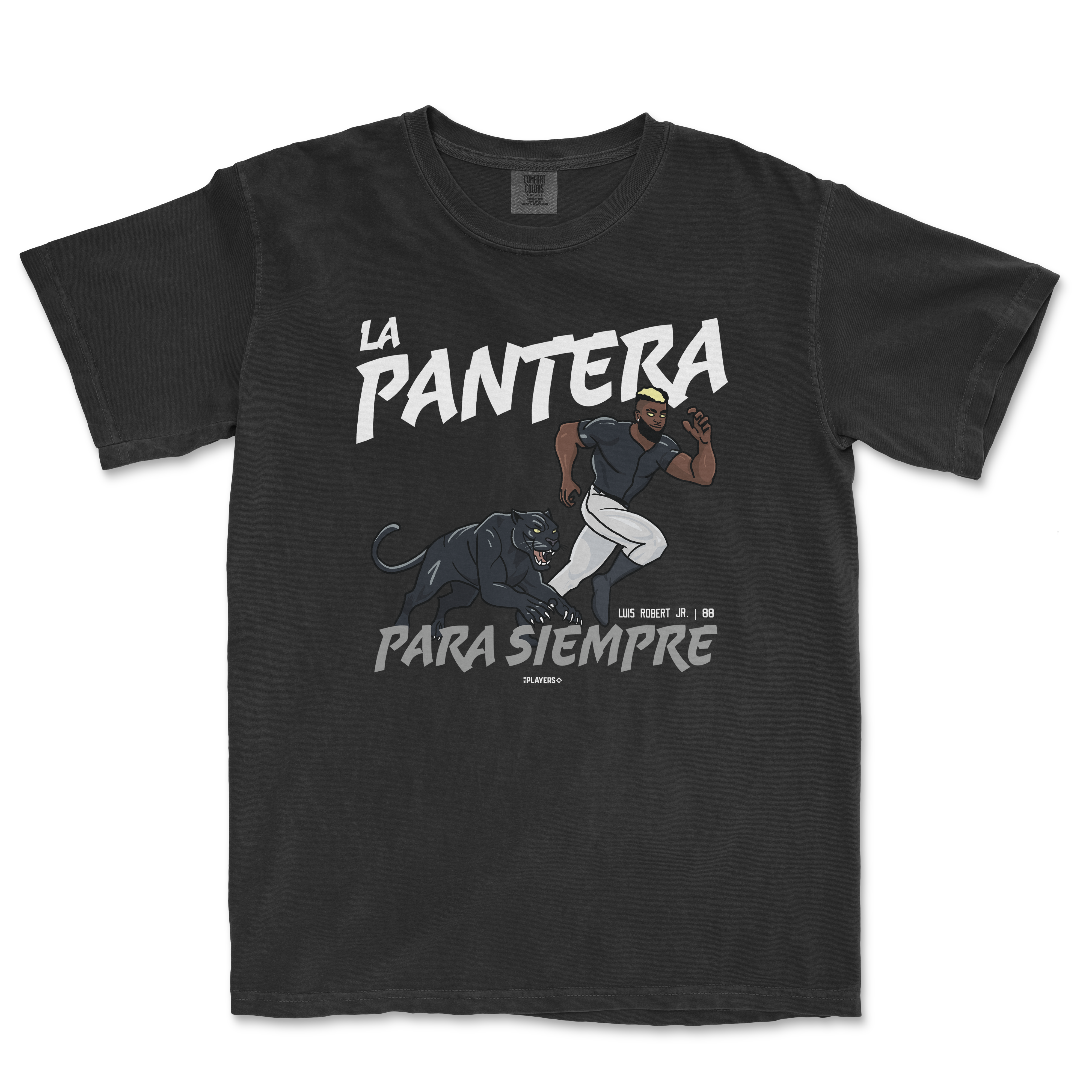 Black t-shirt featuring a graphic of a runner and a panther with the text "La Pantera Para Siempre" in bold lettering.