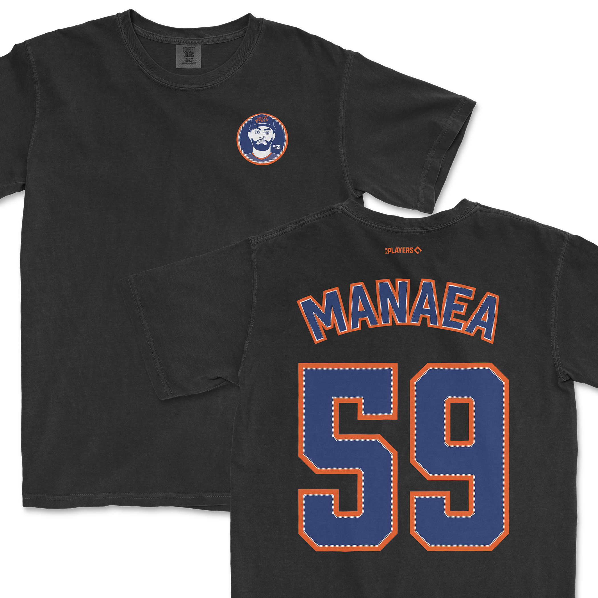 Black Sean Manaea Shirsey featuring his name and number 59 on the back, with a logo on the front. Perfect for fans.