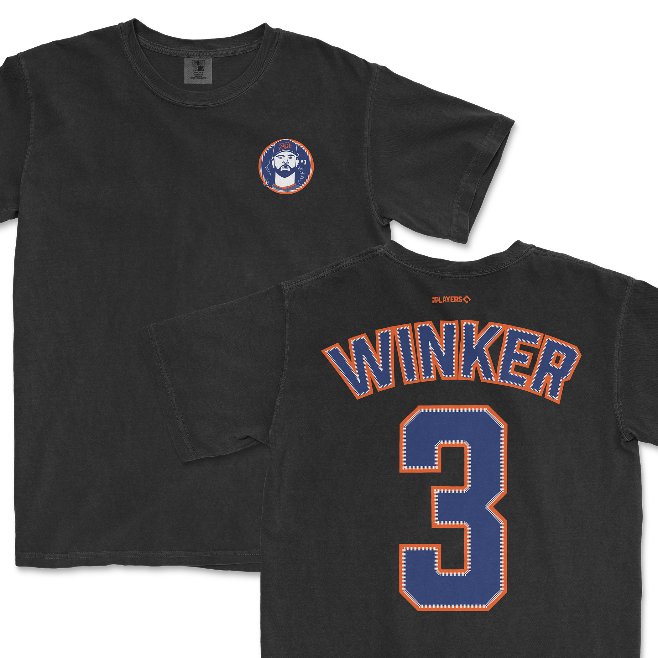 Black Jesse Winker shirsey featuring his name and number 3 on the back, with a logo on the front. Perfect for fans.