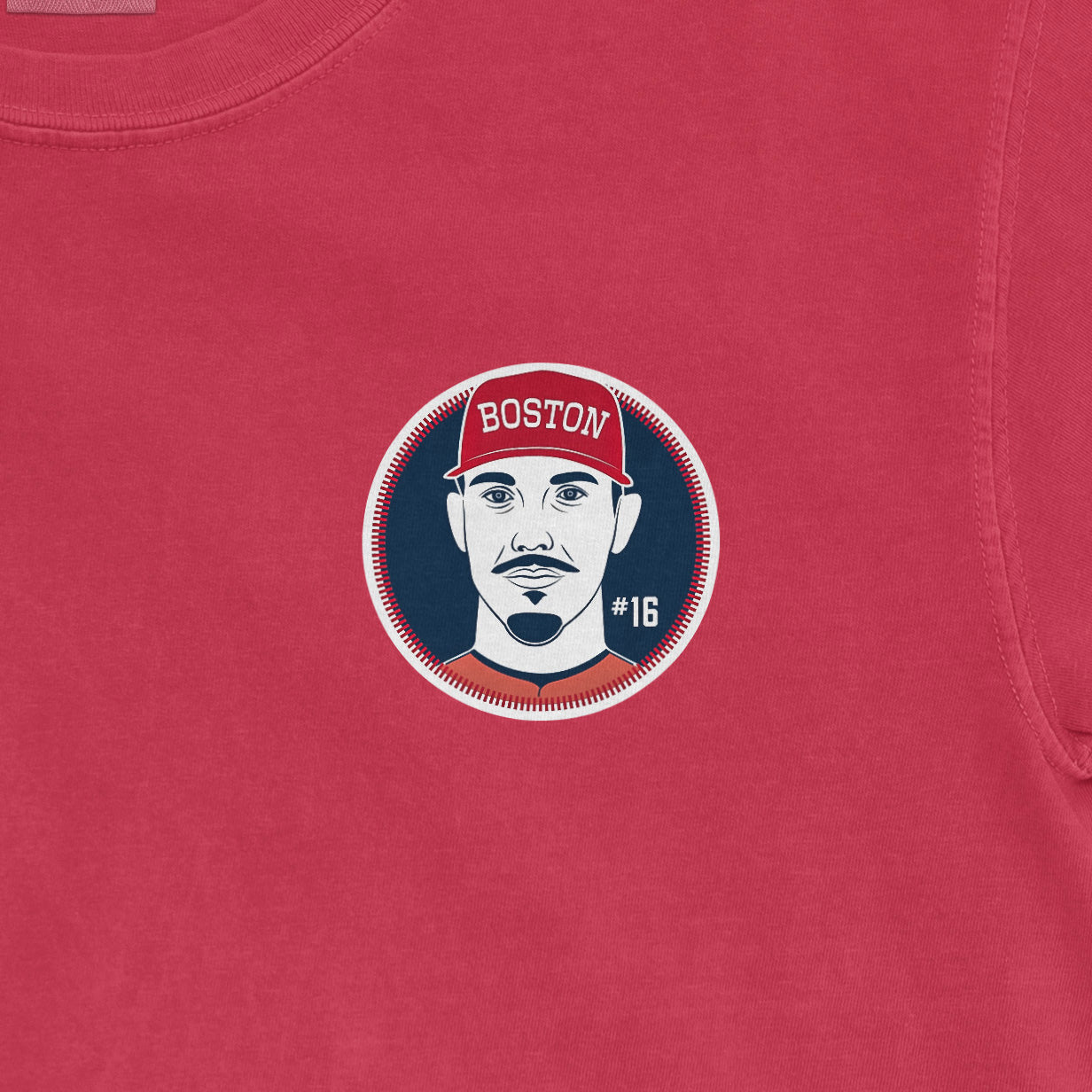 Comfort Colors tee featuring a Boston-themed graphic of a man with a cap, #16, and the name Jarren Duran Shirsey.