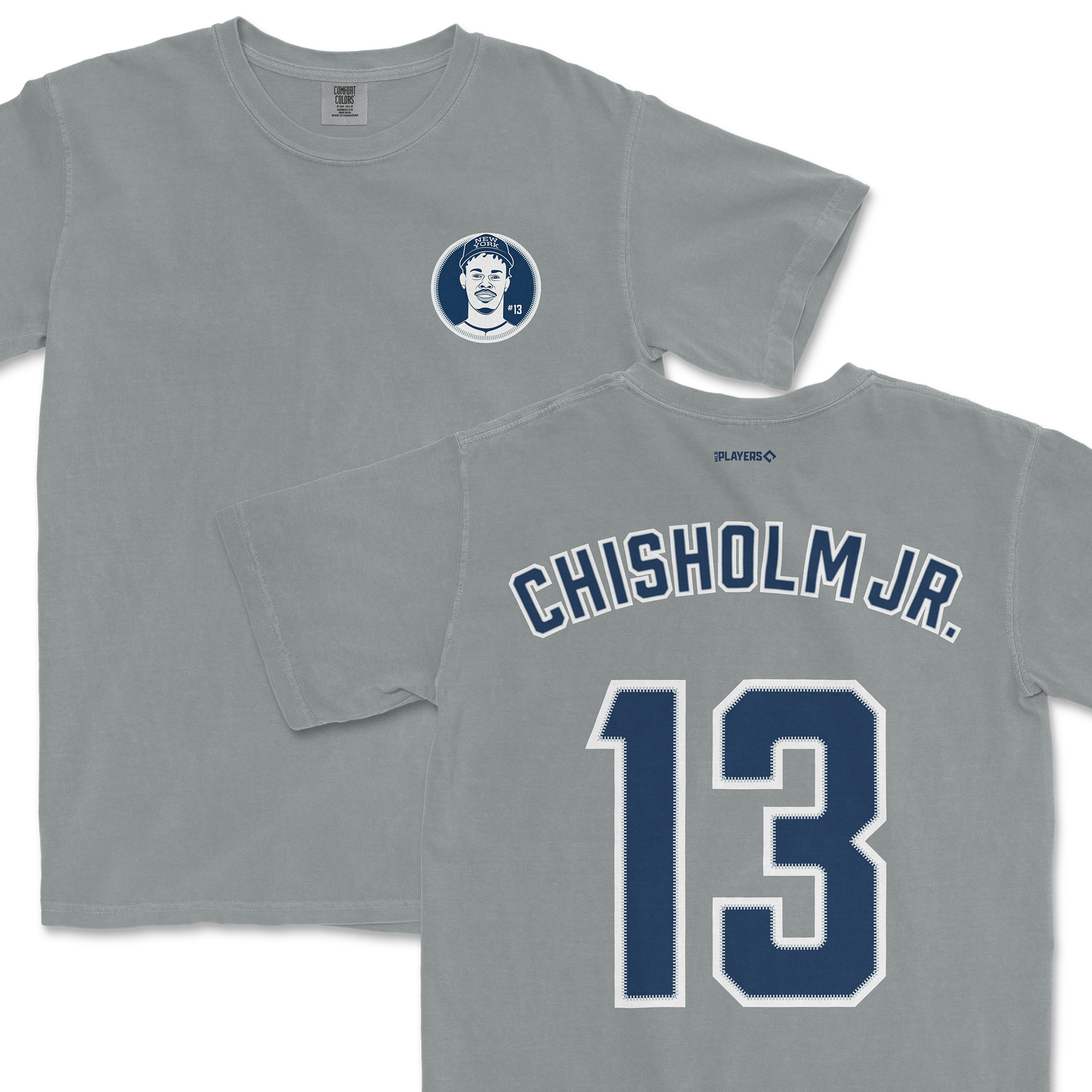 Jazz Chisholm Jr. Shirsey featuring a player graphic on the front and "CHISHOLMJR. 13" on the back. Ideal for fans.