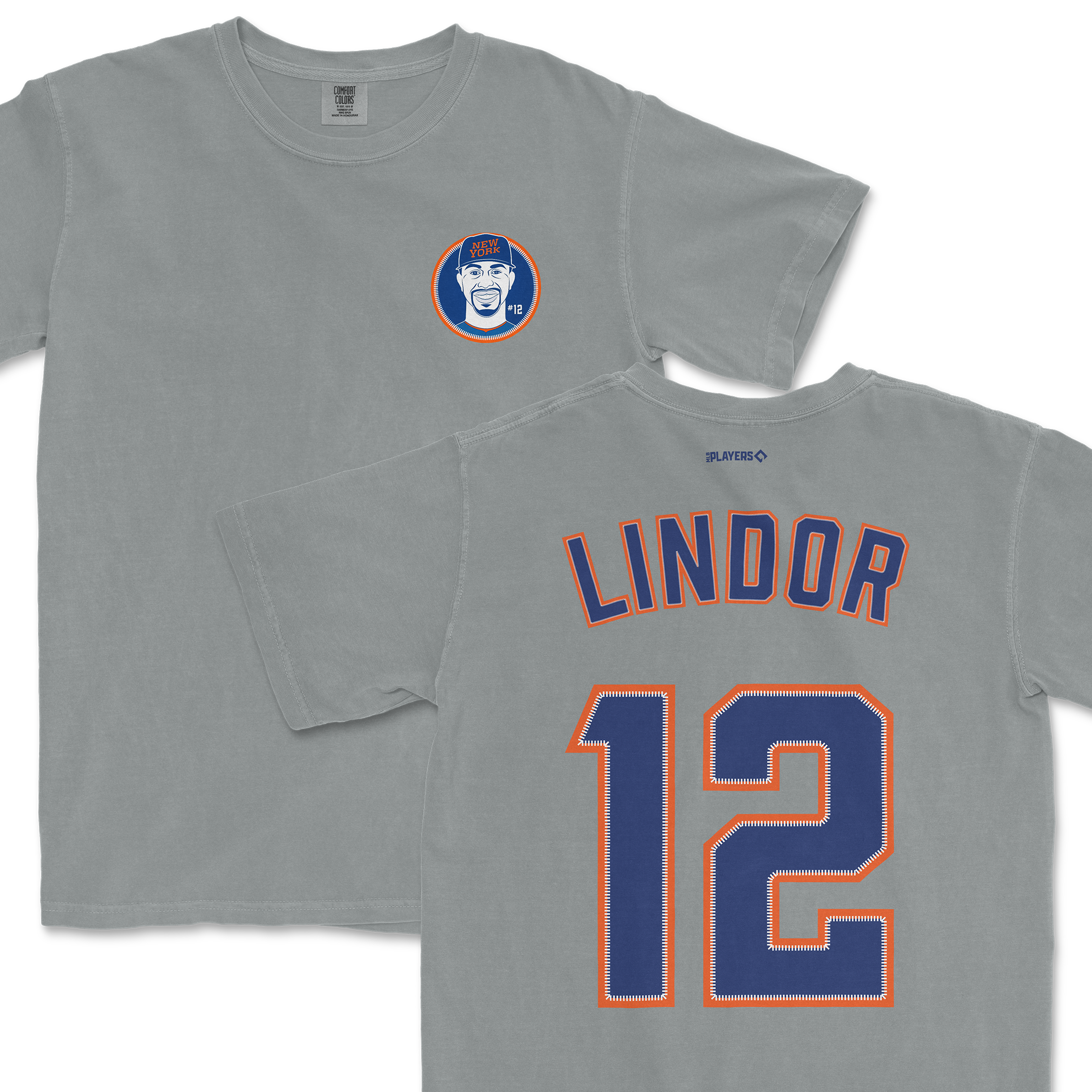 Francisco Lindor Shirsey featuring a graphic of Lindor's face on the front and his name and number 12 on the back.