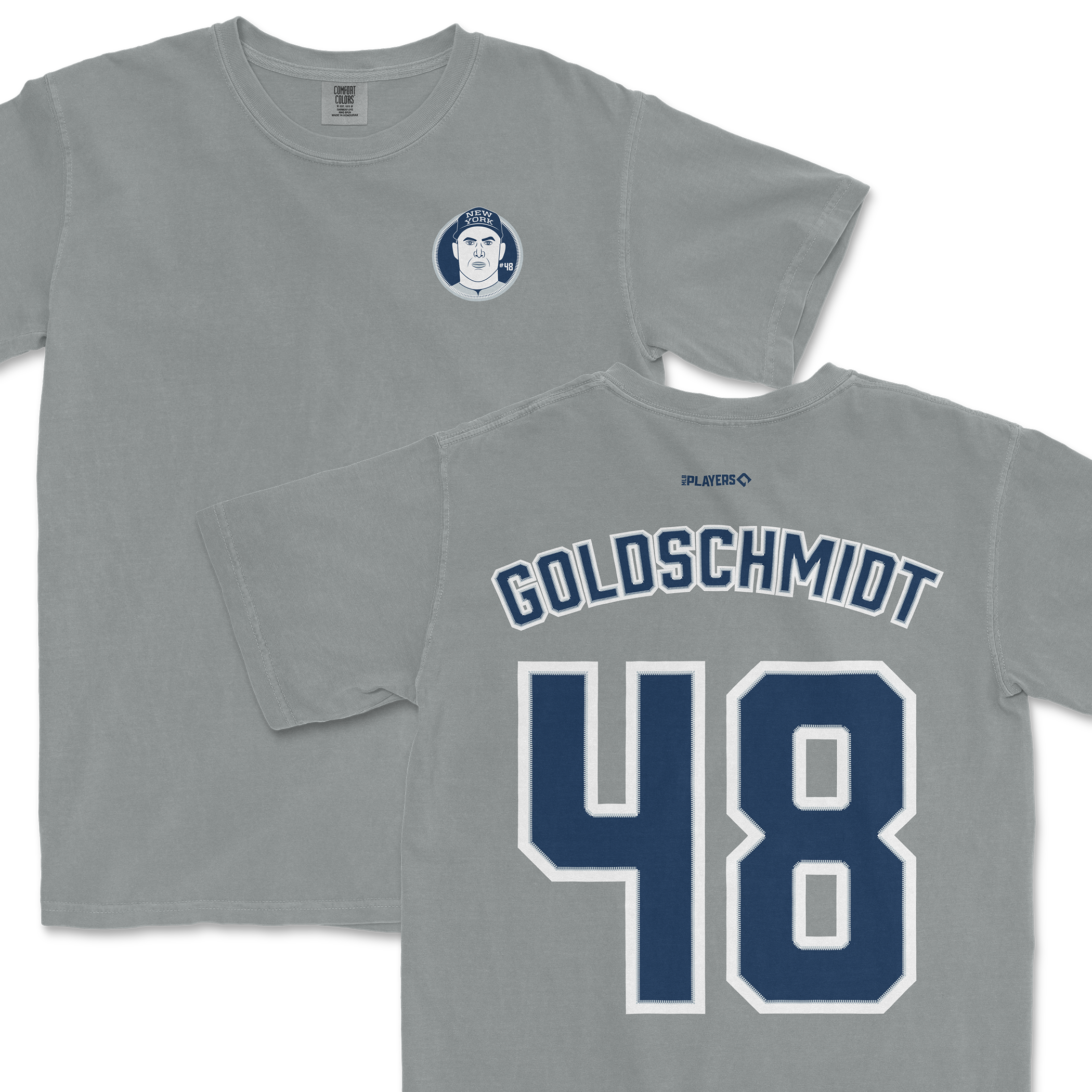 Paul Goldschmidt Shirsey featuring a graphic of Goldschmidt and his number 48 on a gray background. Perfect for fans.