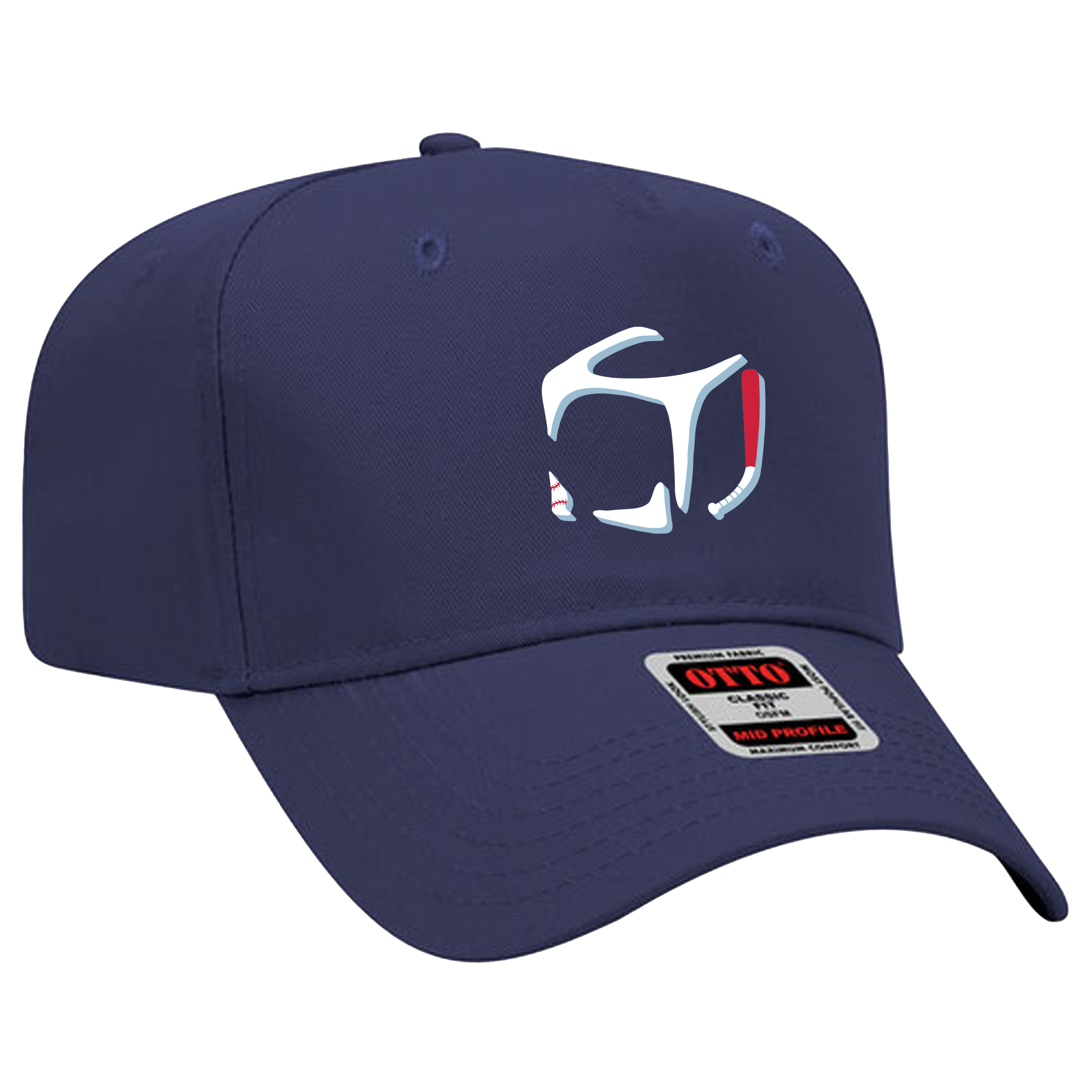 Navy blue baseball cap with a white, red, and blue "We Got Ice" logo on the front and a sticker on the brim.