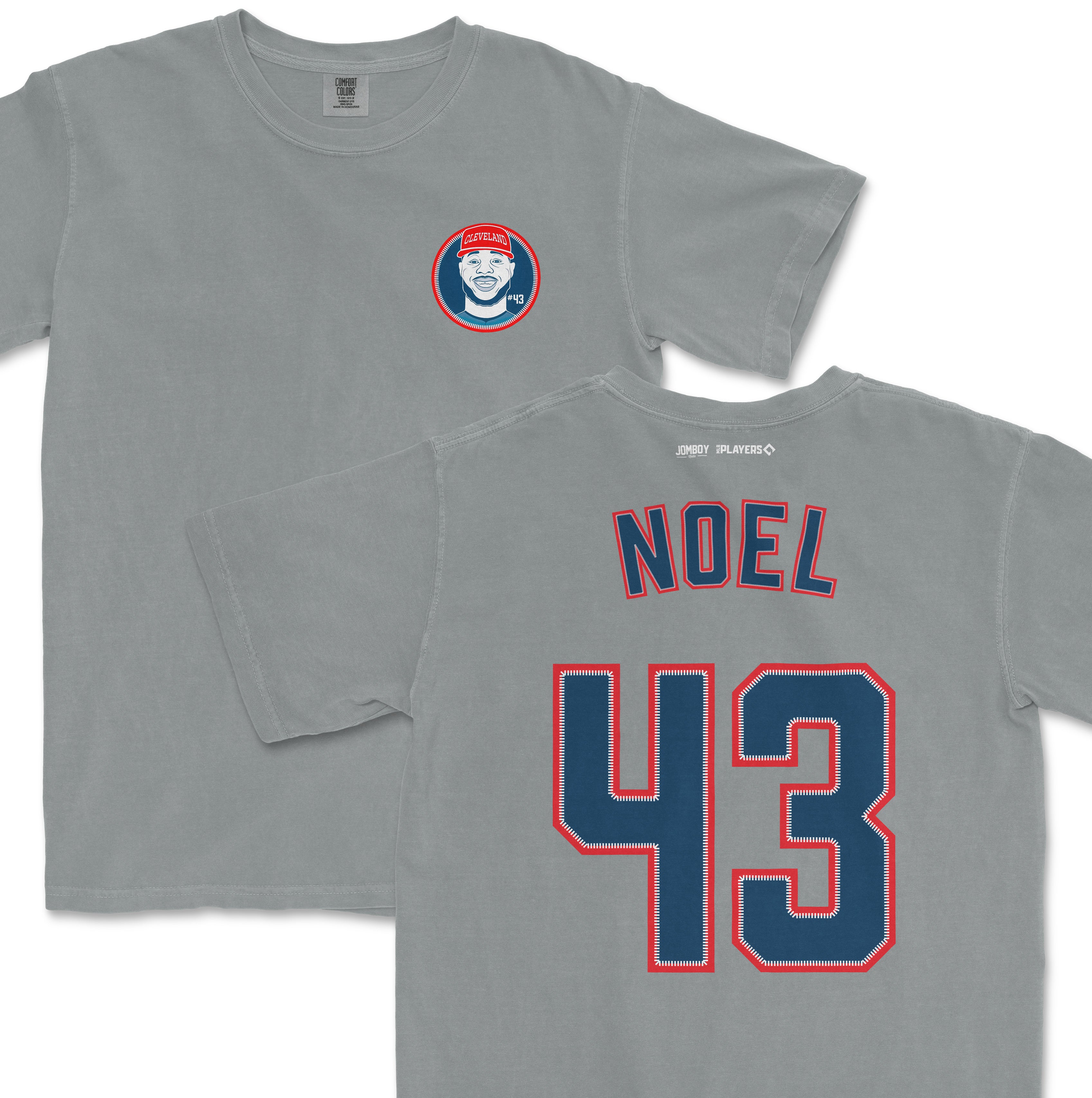 Gray Comfort Colors T-shirt featuring a Cleveland Cavaliers-themed design with "Noel" and the number 43 on the back.