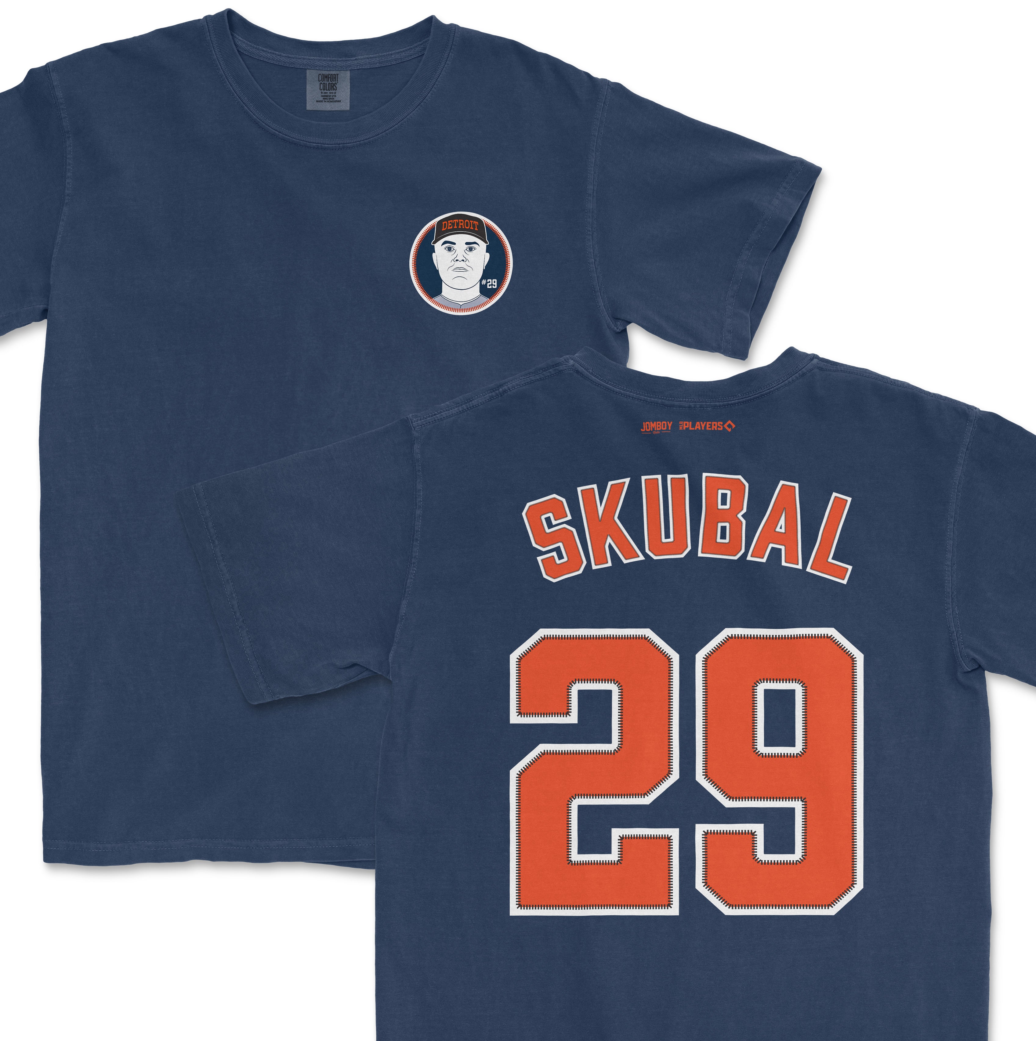 Blue Detroit Tigers Tarik Skubal jersey shirsey with Skubal name and number 29 on the back, and a team logo on the front.