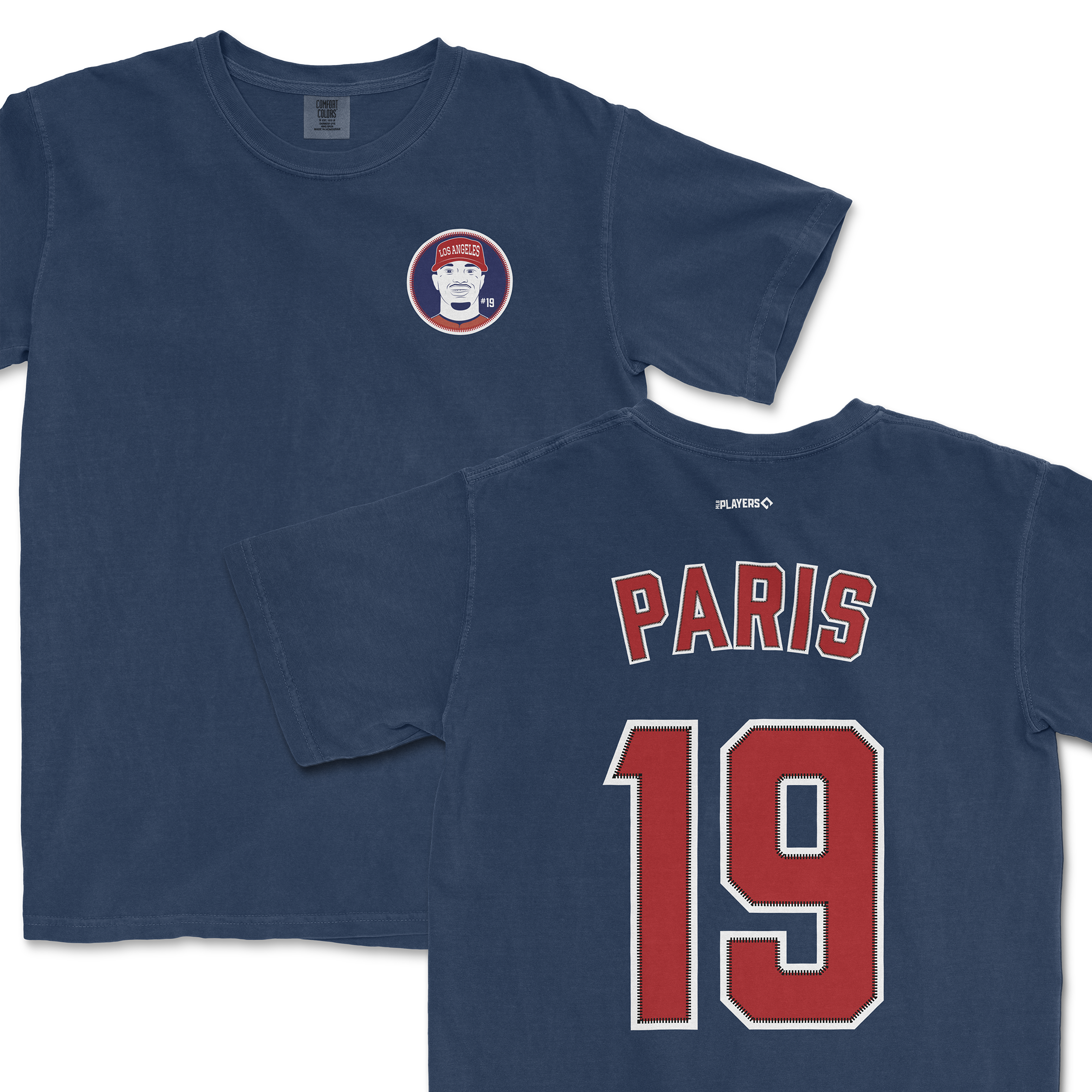 Kyren Paris navy shirsey featuring a front logo and the name and number 19 on the back, perfect for fans.