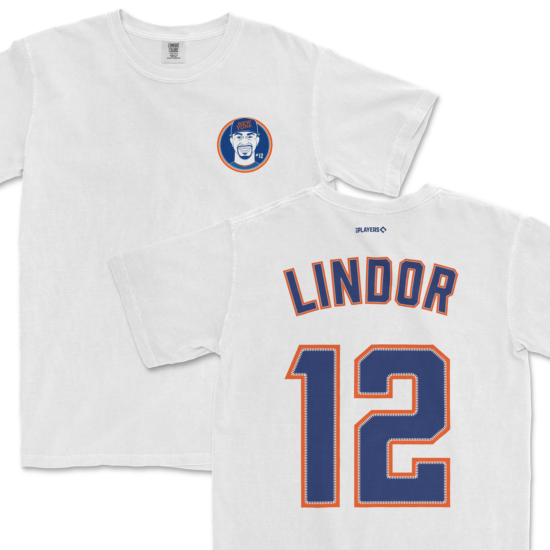 White Francisco Lindor Shirsey featuring a graphic on the front and his name and number on the back. Perfect for fans.