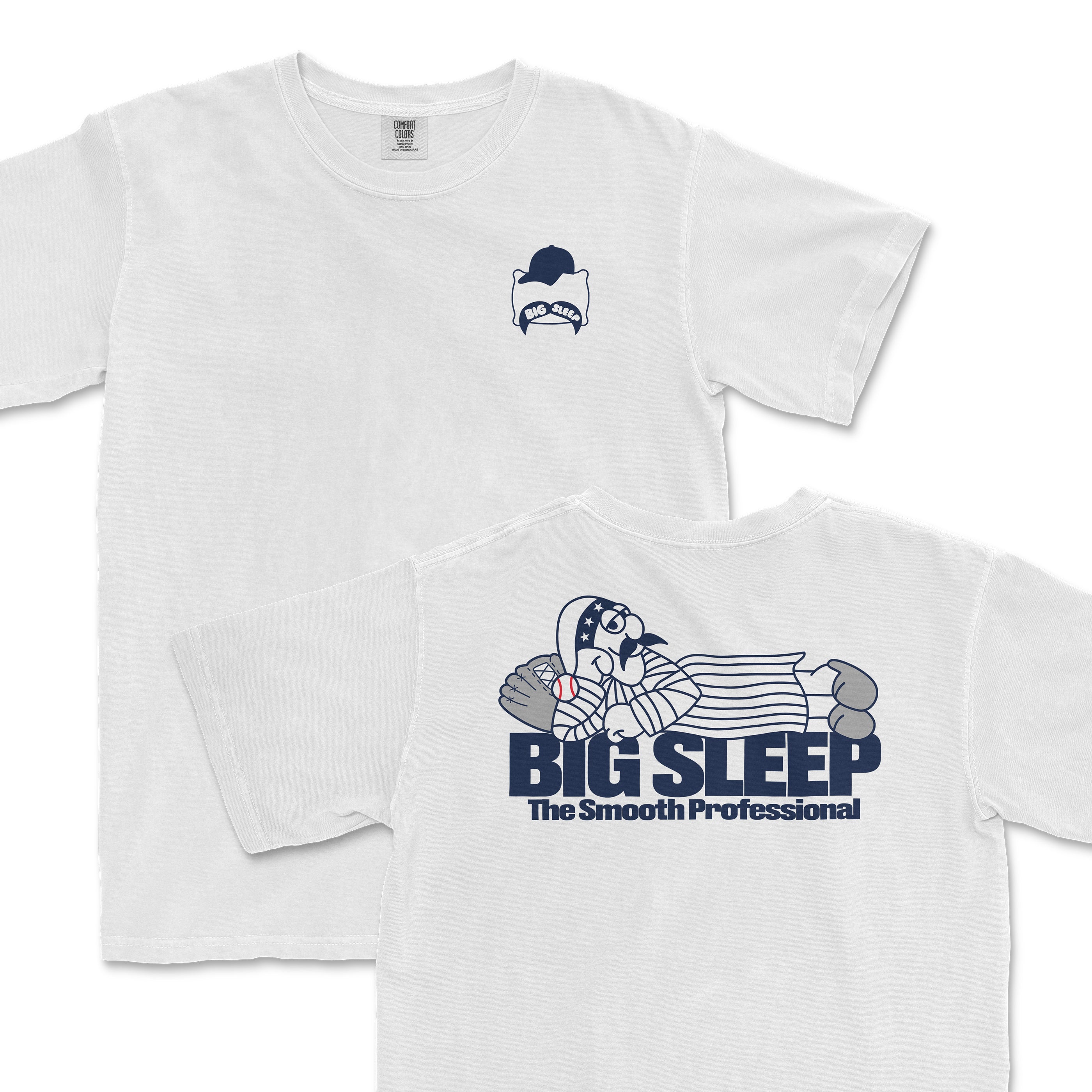 Trent Grisham summer cartoon t-shirt featuring a playful design with "Big Sleep" and "The Smooth Professional" text.