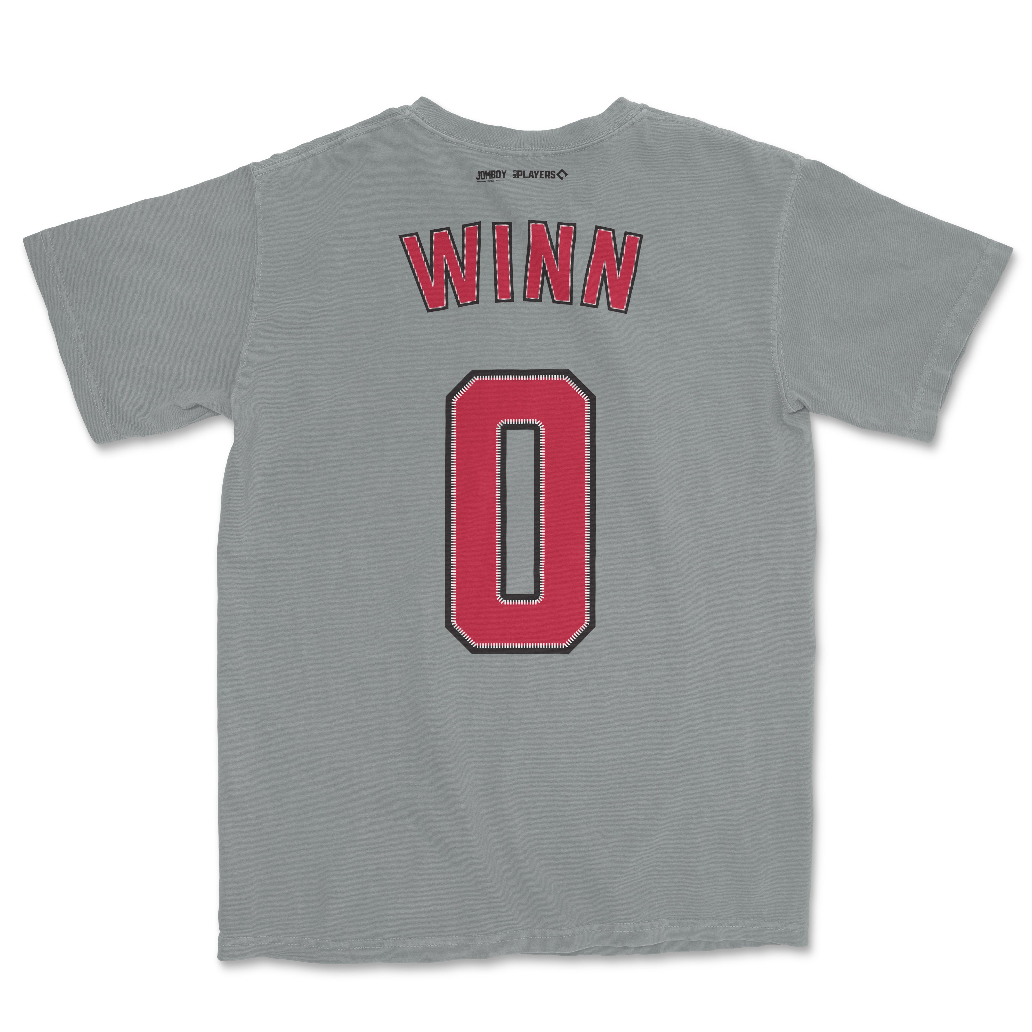 Gray Comfort Colors tee featuring "WINN" and the number 0 in red and black on the back, celebrating Masyn Winn.