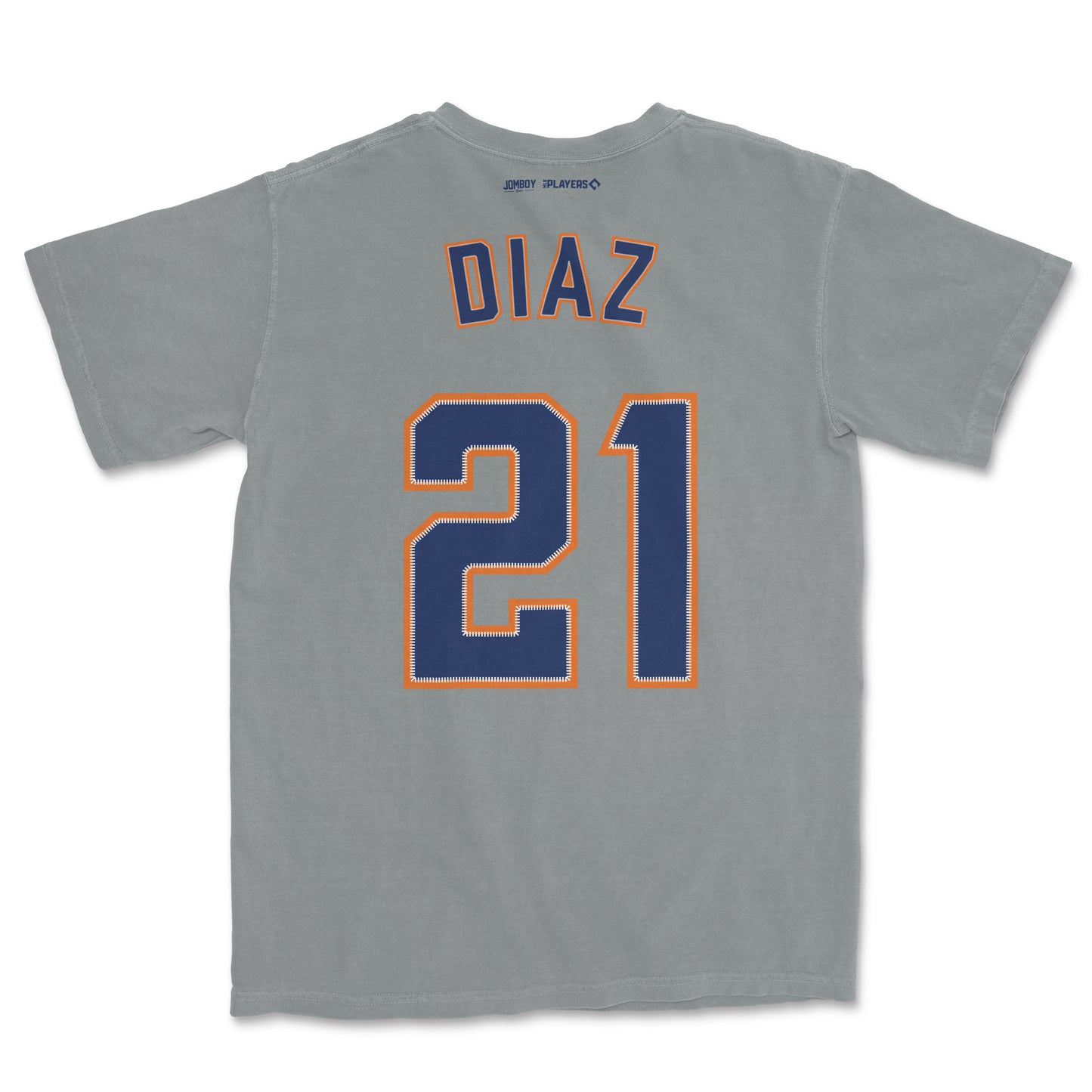 Gray Yainer Diaz shirsey with navy and orange accents, featuring the name "DIAZ" and the number "21" on the back.
