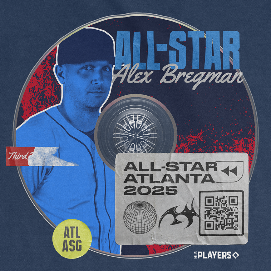 Alex Bregman All-Star 2025 graphic featuring player image, event details, and Atlanta theme for sports fans.