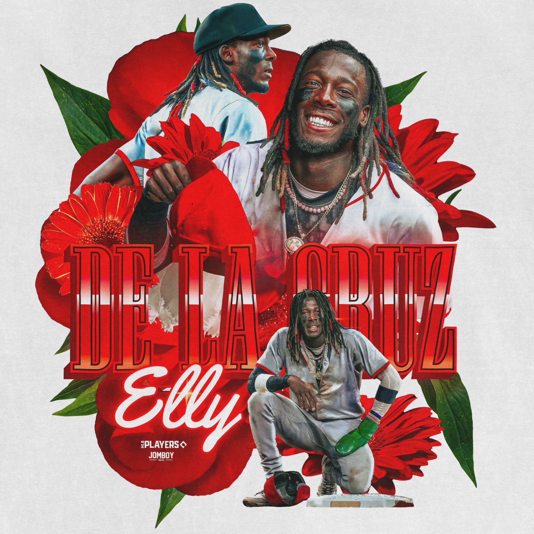 Colorful graphic T-shirt featuring Elly De La Primavera with floral background and bold text, in Comfort Colors style.