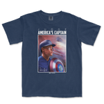Comfort Colors tee featuring Aaron Judge as America's Captain, with a patriotic baseball-themed graphic and signature.