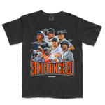 Black T-shirt featuring a collage of San Francisco Giants players with autographs, bold "SAN FRANCISCO" text, and "The Players" logo.