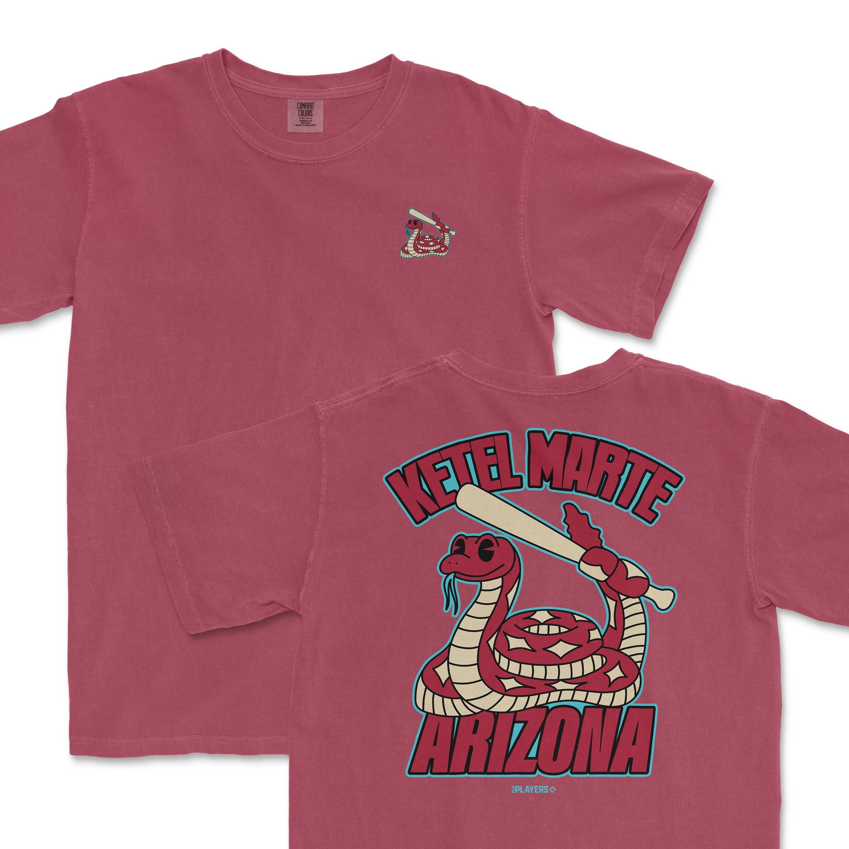 Ketel Marte summer cartoon t-shirt featuring a vibrant snake graphic and bold text for Arizona fans.