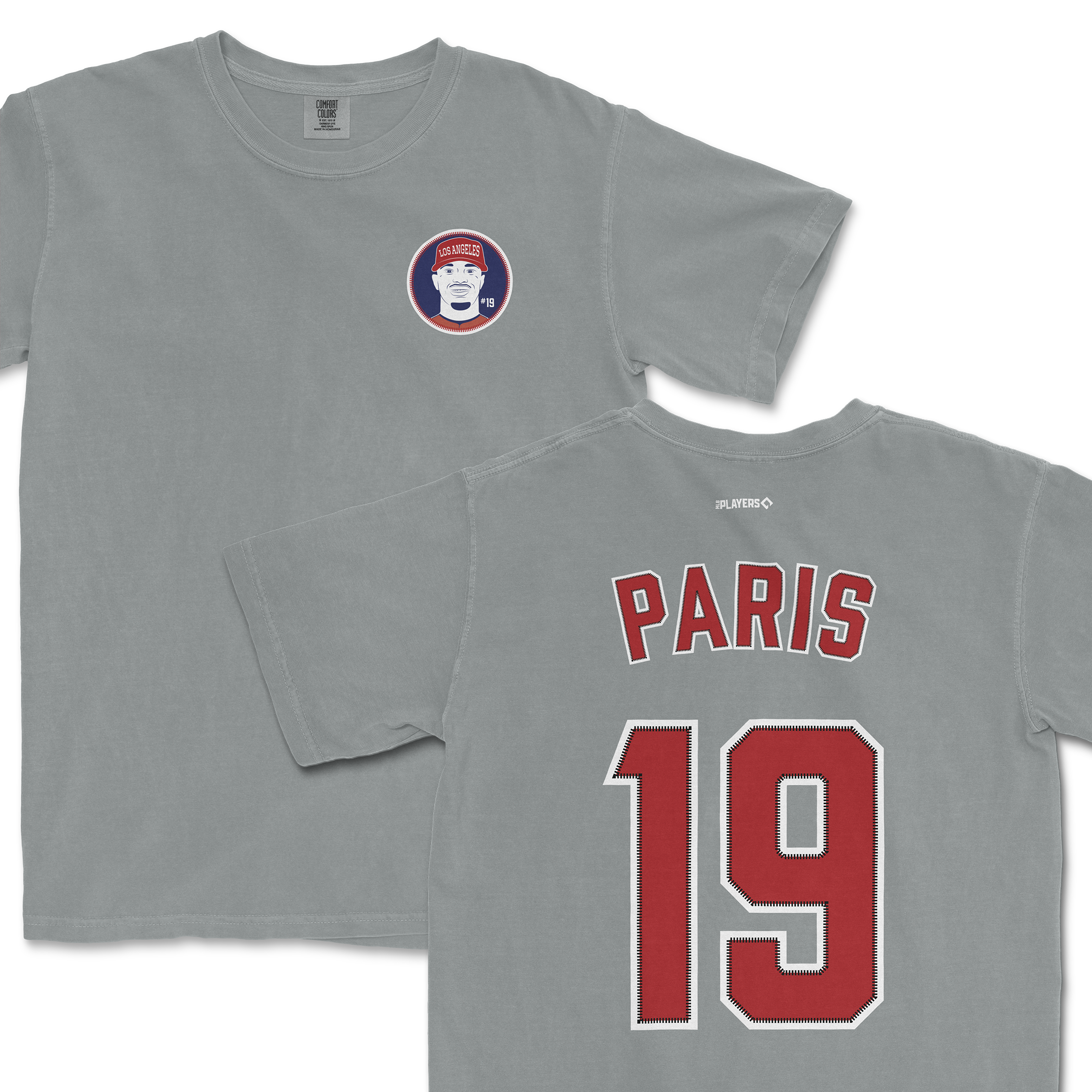 Gray Kyren Paris shirsey featuring a front logo and "PARIS 19" on the back, perfect for sports fans.