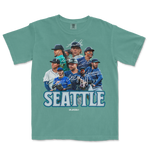T-shirt featuring the SEA Signature Series with images of Seattle Mariners players, autographs, and "SEATTLE" text.