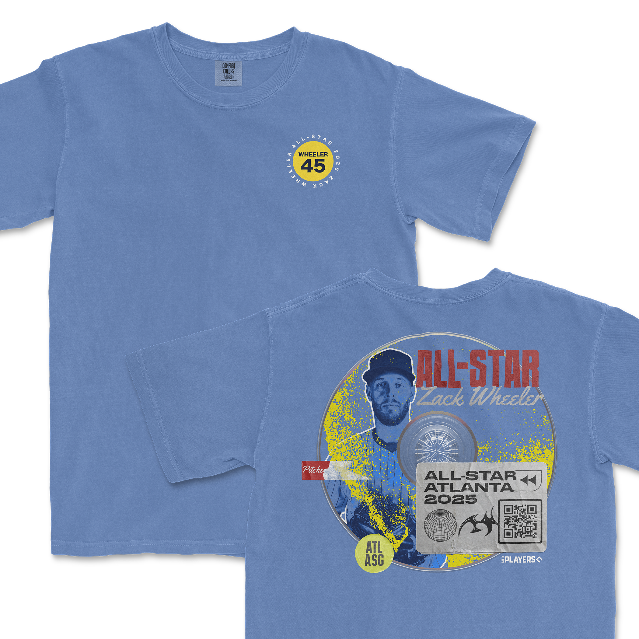 Light blue t-shirt featuring Zack Wheeler's name and number 45, with an All-Star 2025 graphic on the back.