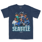 T-shirt featuring the SEA Signature Series with images of Seattle baseball players, signatures, and "SEATTLE" text.