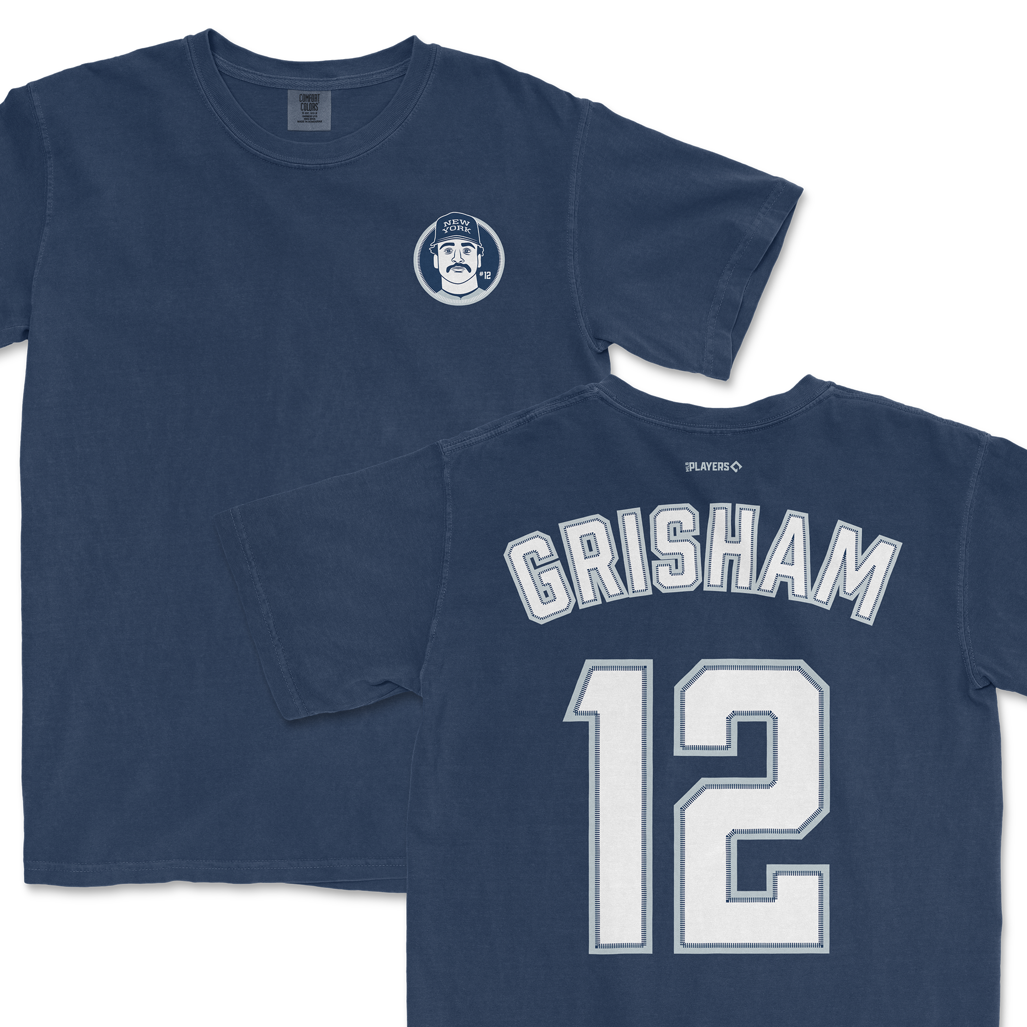 Trent Grisham Shirsey featuring a navy color with a graphic logo on the front and Grisham's name and number on the back.